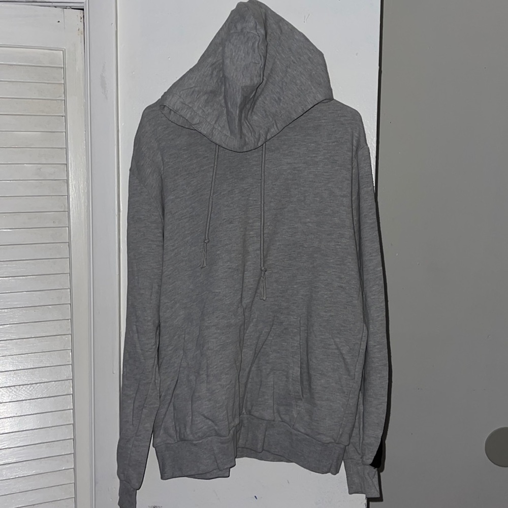 Gray hoodie with roses on the sleeve